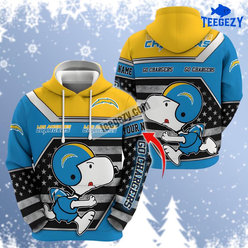 Personalized Los Angeles Chargers Snoopy Blue Yellow Womens 3D Hoodie Personalized Los Angeles Chargers Snoopy Blue Yellow Womens 3D Hoodie