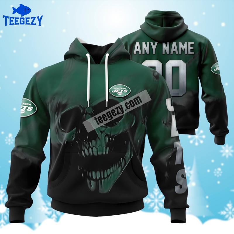 Personalized New York Jets Halloween Skull Black Green Youth 3D Hoodie Personalized New York Jets Halloween Skull Black Green Youth 3D Hoodie