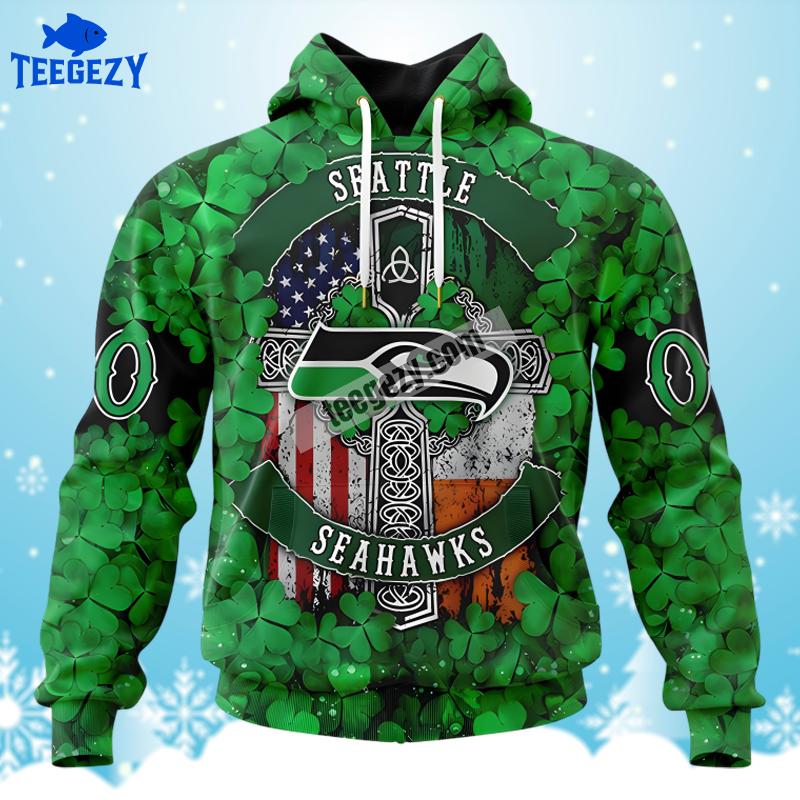 Personalized Seattle Seahawks St Patrick Day Green Fashion 3D Hoodie Personalized Seattle Seahawks St Patrick Day Green Fashion 3D Hoodie