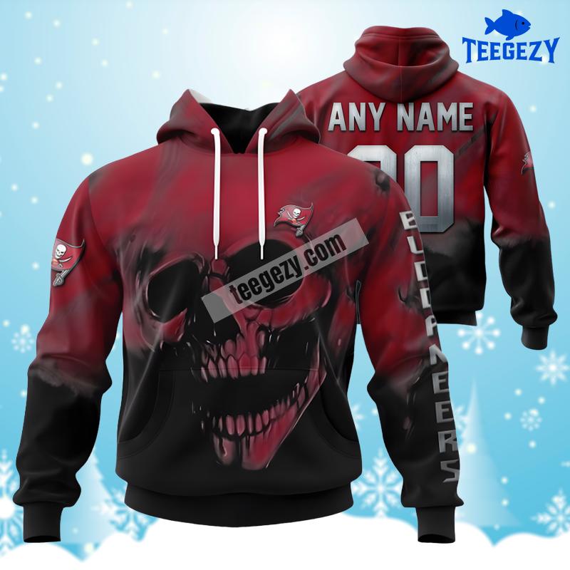 Personalized Tampa Bay Buccaneers Skull Halloween Red Black Youth 3D Hoodie Personalized Tampa Bay Buccaneers Skull Halloween Red Black Youth 3D Hoodie