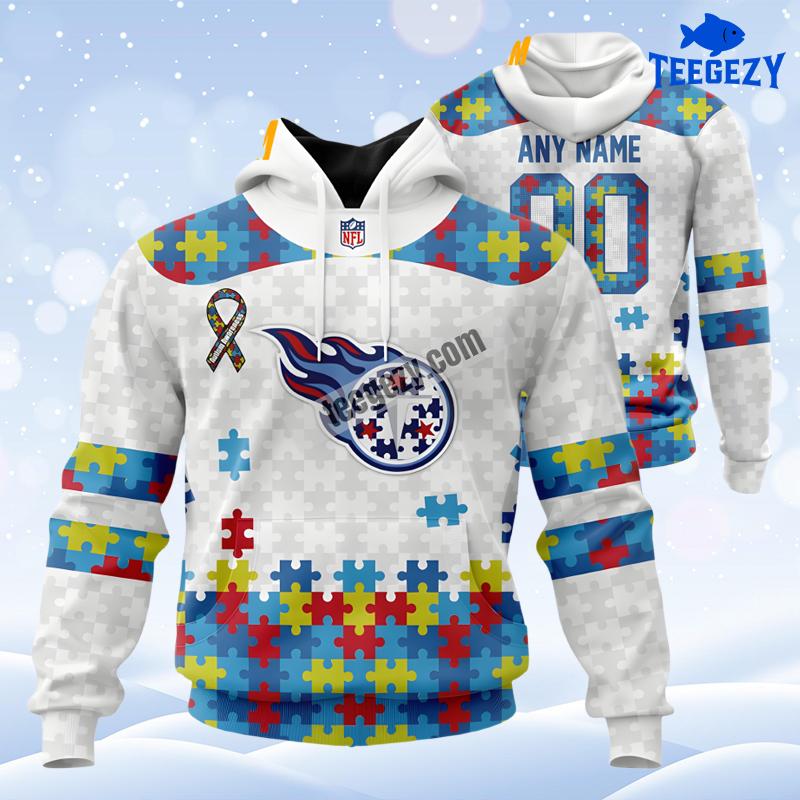 Personalized Tennessee Titans Autism Awareness White Printed 3D Hoodie Personalized Tennessee Titans Autism Awareness White Printed 3D Hoodie
