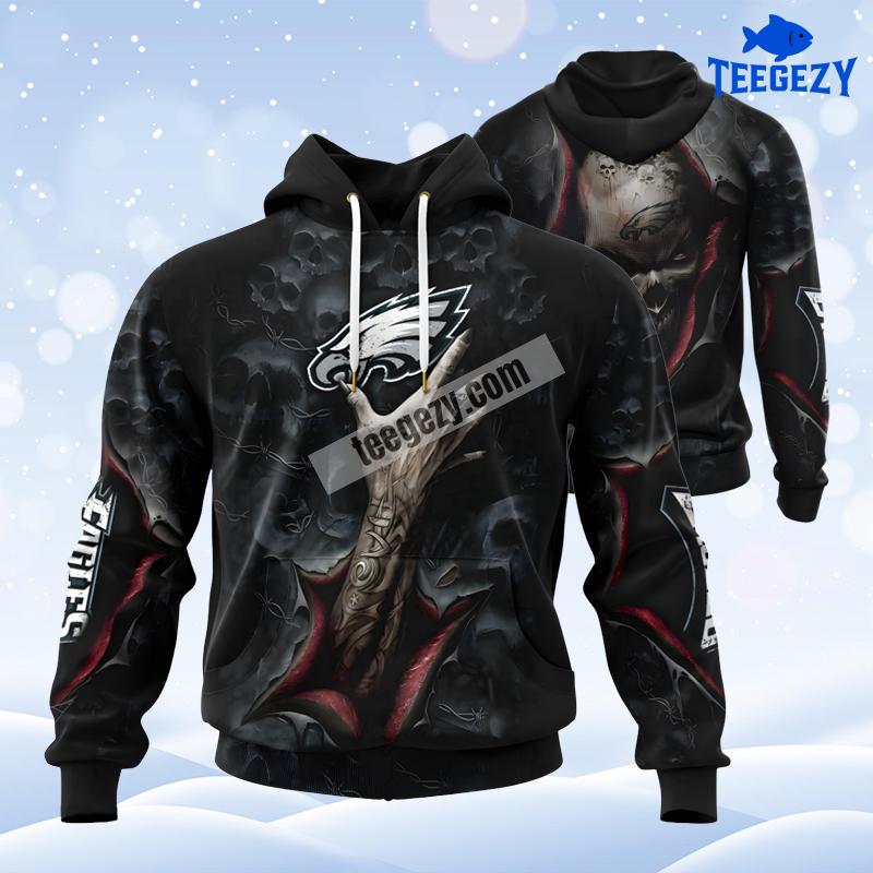 Philadelphia Eagles Evil Hand Black Womens 3D Hoodie Philadelphia Eagles Evil Hand Black Womens 3D Hoodie