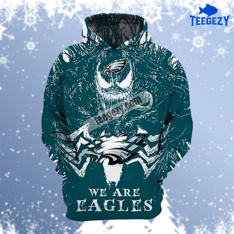 Philadelphia Eagles Halloween Venom Green White Fashion 3D Hoodie Philadelphia Eagles Halloween Venom Green White Fashion 3D Hoodie