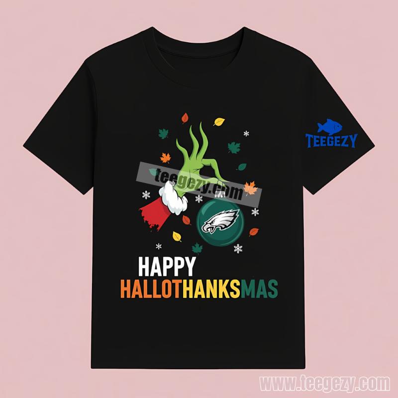 Philadelphia Eagles Happy Hallothanksmas T-Shirt Philadelphia Eagles Happy Hallothanksmas T-Shirt
