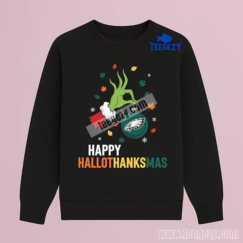 Philadelphia Eagles Happy Hallothanksmas Long Sleeve Philadelphia Eagles Happy Hallothanksmas Long Sleeve
