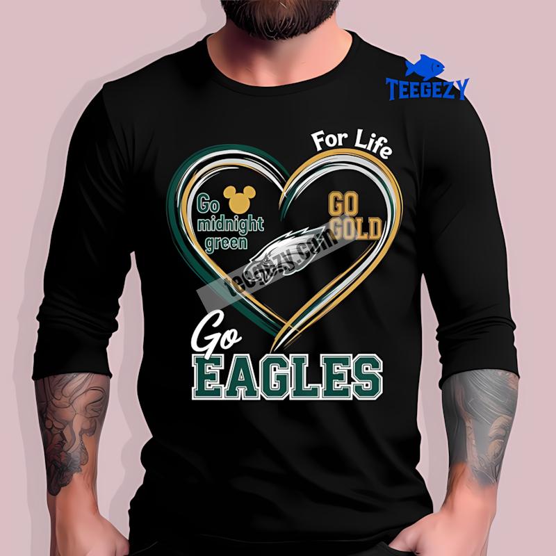 Philadelphia Eagles Heart Go Midnight Green Go Gold Long Sleeve Philadelphia Eagles Heart Go Midnight Green Go Gold Long Sleeve