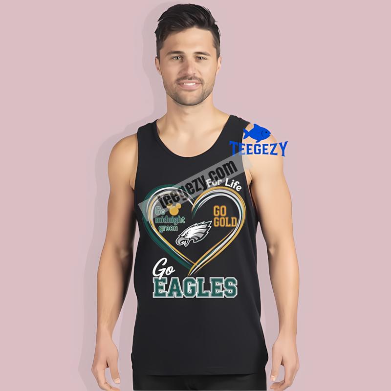 Philadelphia Eagles Heart Go Midnight Green Go Gold Tanktop Philadelphia Eagles Heart Go Midnight Green Go Gold Tanktop