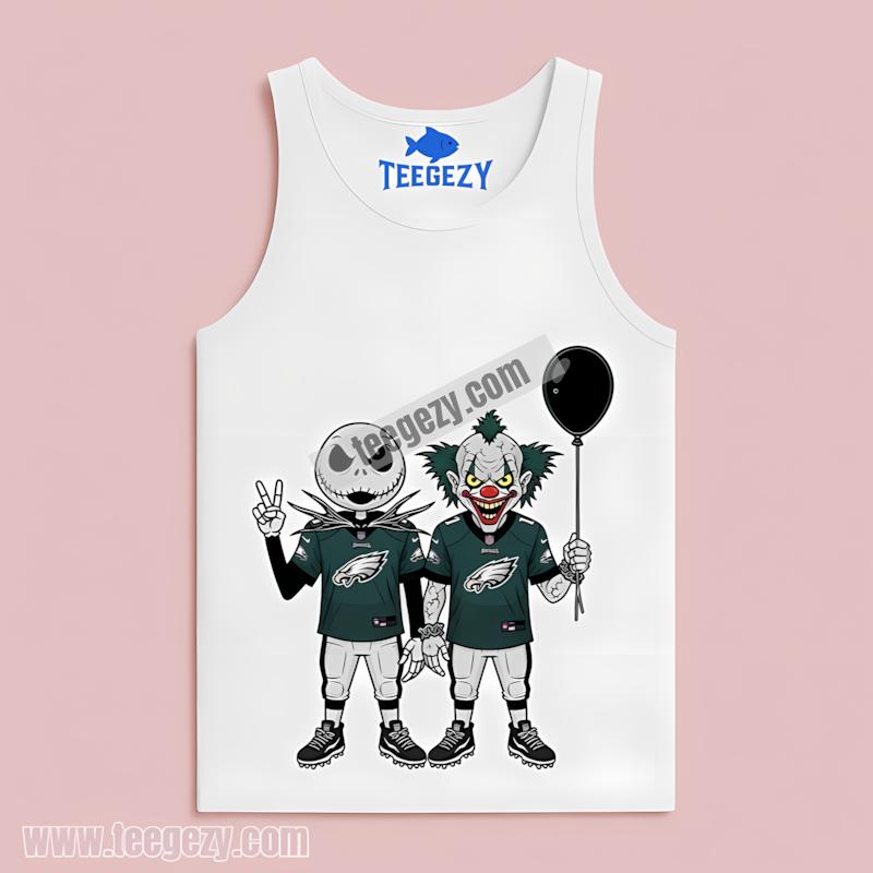 Philadelphia Eagles Jack Skellington Pennywise Spooky Tanktop Philadelphia Eagles Jack Skellington Pennywise Spooky Tanktop