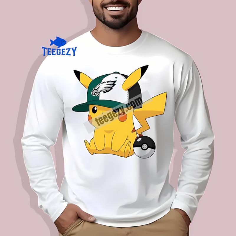 Philadelphia Eagles Pikachu Wearing Hat Casual Long Sleeve Philadelphia Eagles Pikachu Wearing Hat Casual Long Sleeve