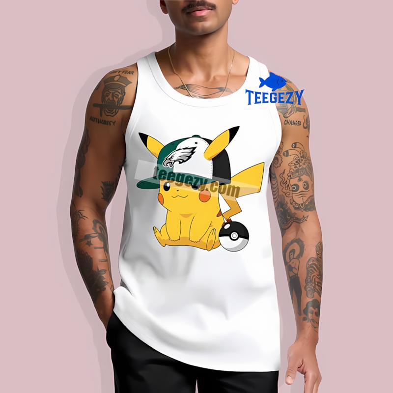 Philadelphia Eagles Pikachu Wearing Hat Casual Tanktop Philadelphia Eagles Pikachu Wearing Hat Casual Tanktop