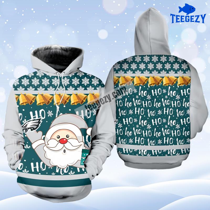 Philadelphia Eagles Santa Claus Christmas White Blue Mens 3D Hoodie Philadelphia Eagles Santa Claus Christmas White Blue Mens 3D Hoodie