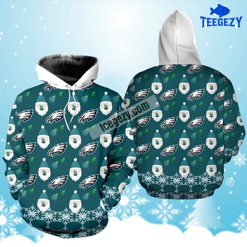 Philadelphia Eagles Santa Claus White Blue Dad Mom 3D Hoodie Philadelphia Eagles Santa Claus White Blue Dad Mom 3D Hoodie