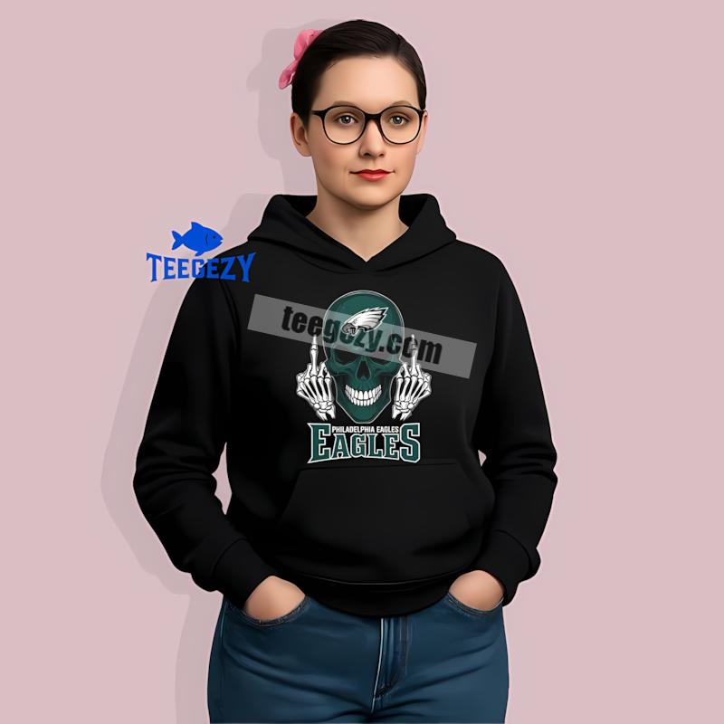 Philadelphia Eagles Skull Middle Finger Graphic Hoodie Philadelphia Eagles Skull Middle Finger Graphic Hoodie