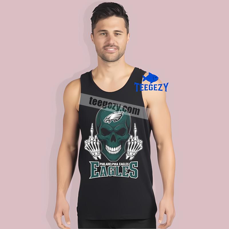 Philadelphia Eagles Skull Middle Finger Graphic Tanktop Philadelphia Eagles Skull Middle Finger Graphic Tanktop