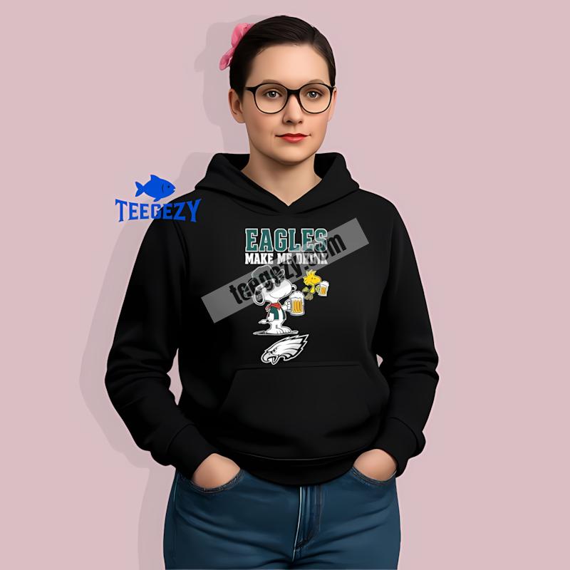 Philadelphia Eagles Snoopy Make Me Drink Soft Hoodie Philadelphia Eagles Snoopy Make Me Drink Soft Hoodie