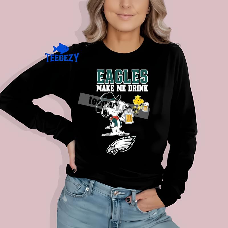 Philadelphia Eagles Snoopy Make Me Drink Soft Long Sleeve Philadelphia Eagles Snoopy Make Me Drink Soft Long Sleeve