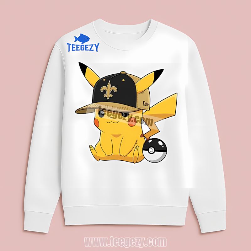 Pikachu New Orleans Saints Fan Long Sleeve Pikachu New Orleans Saints Fan Long Sleeve