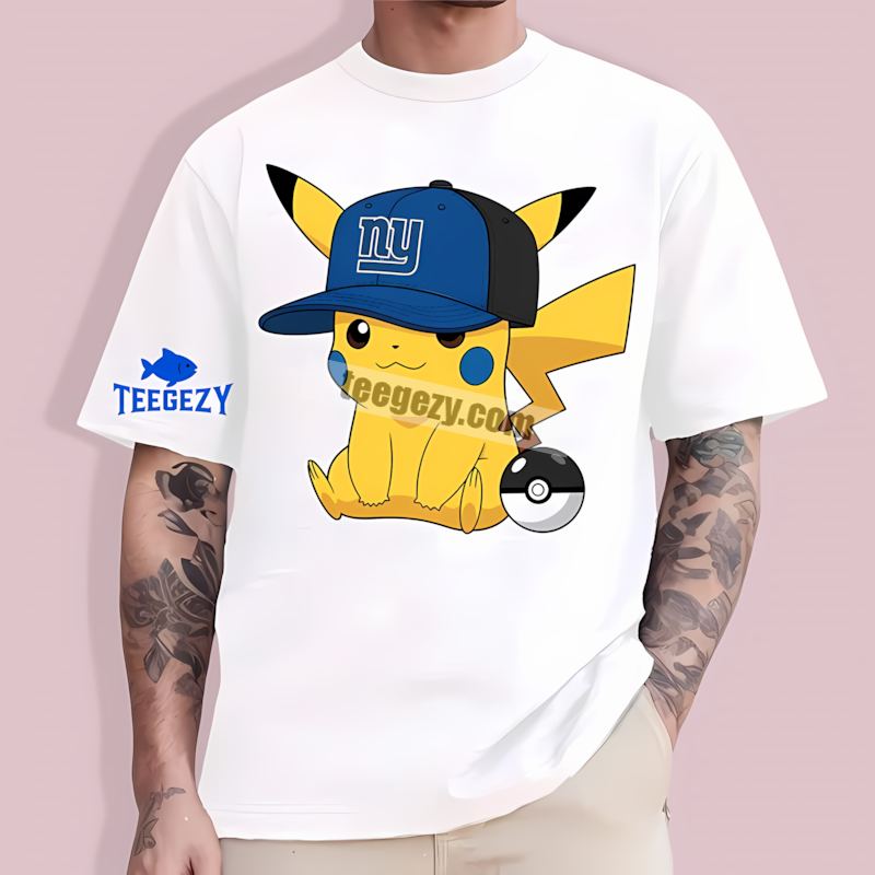 Pikachu New York Giants Hat Fan T-Shirt Pikachu New York Giants Hat Fan T-Shirt