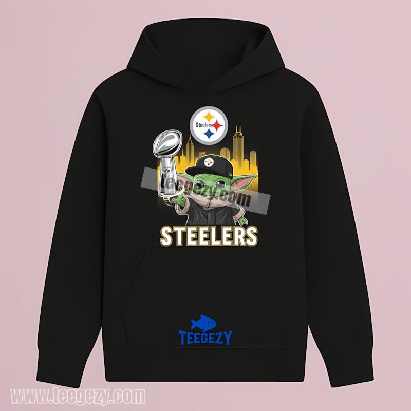 Pittsburgh SHoodielers Baby Yoda Holding Super Bowl Cup Printed Shirt Pittsburgh SHoodielers Baby Yoda Holding Super Bowl Cup Printed Shirt