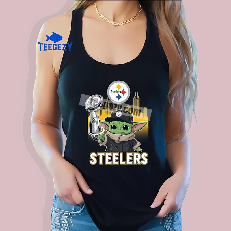 Pittsburgh STanktoplers Baby Yoda Holding Super Bowl Cup Printed Shirt Pittsburgh STanktoplers Baby Yoda Holding Super Bowl Cup Printed Shirt