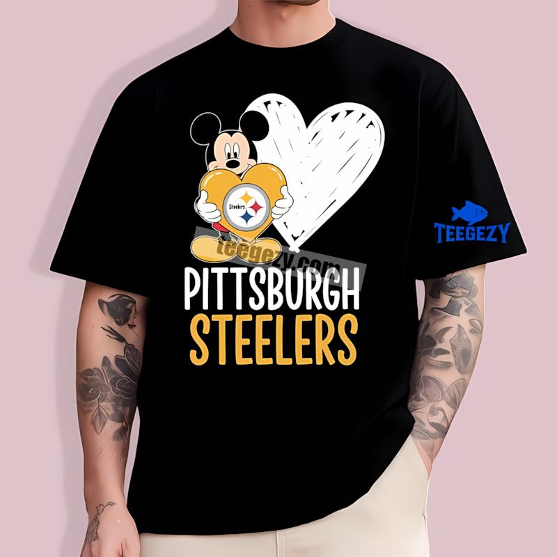 Pittsburgh ST-Shirtlers Mickey Heart Shirt For Women Pittsburgh ST-Shirtlers Mickey Heart Shirt For Women