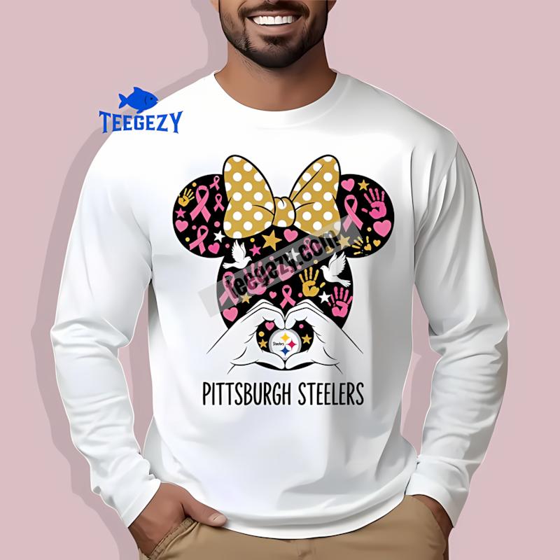Pittsburgh SLong Sleevelers Minnie Mouse Breast Cancer Awareness Shirt Pittsburgh SLong Sleevelers Minnie Mouse Breast Cancer Awareness Shirt