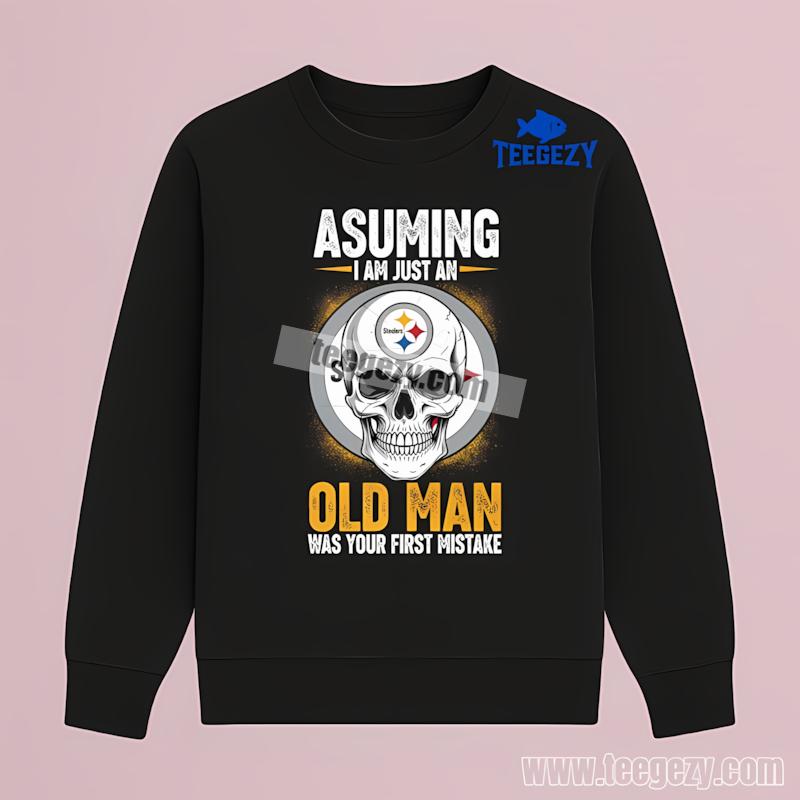 Pittsburgh SLong Sleevelers Skull Assuming An Old Man Shirt Design Online Pittsburgh SLong Sleevelers Skull Assuming An Old Man Shirt Design Online