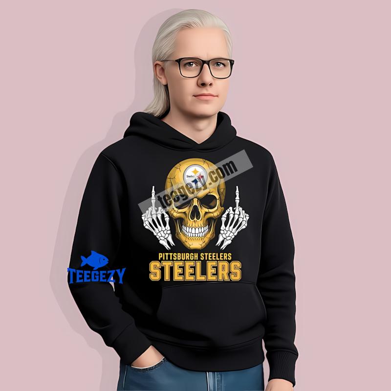 Pittsburgh SHoodielers Skull Middle Finger Custom Shirt Pittsburgh SHoodielers Skull Middle Finger Custom Shirt