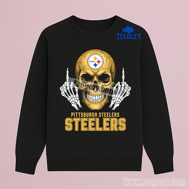 Pittsburgh SLong Sleevelers Skull Middle Finger Custom Shirt Pittsburgh SLong Sleevelers Skull Middle Finger Custom Shirt