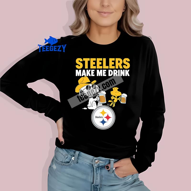 Pittsburgh SLong Sleevelers Snoopy Make Me Drink Unisex Shirt Pittsburgh SLong Sleevelers Snoopy Make Me Drink Unisex Shirt