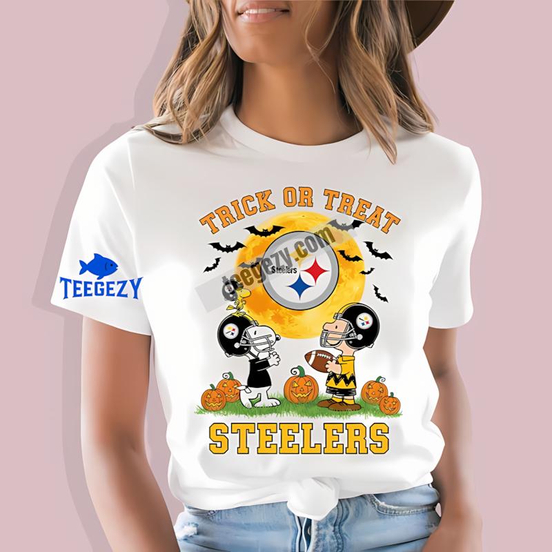 Pittsburgh ST-Shirtlers Trick Or Treat Charlie Brown Snoopy Cotton Shirt Pittsburgh ST-Shirtlers Trick Or Treat Charlie Brown Snoopy Cotton Shirt