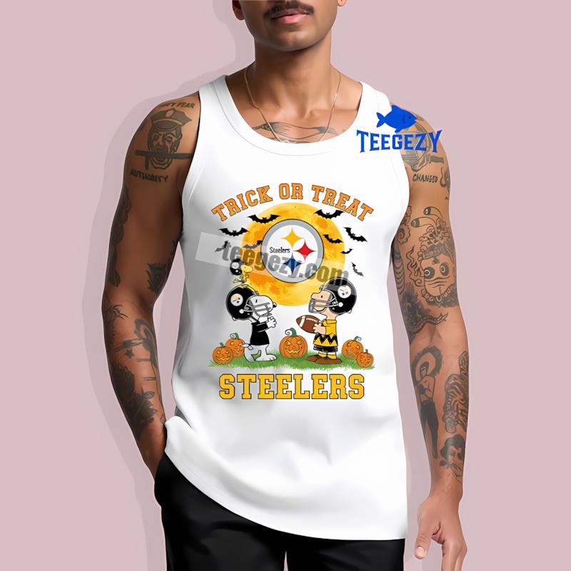 Pittsburgh STanktoplers Trick Or Treat Charlie Brown Snoopy Cotton Shirt Pittsburgh STanktoplers Trick Or Treat Charlie Brown Snoopy Cotton Shirt
