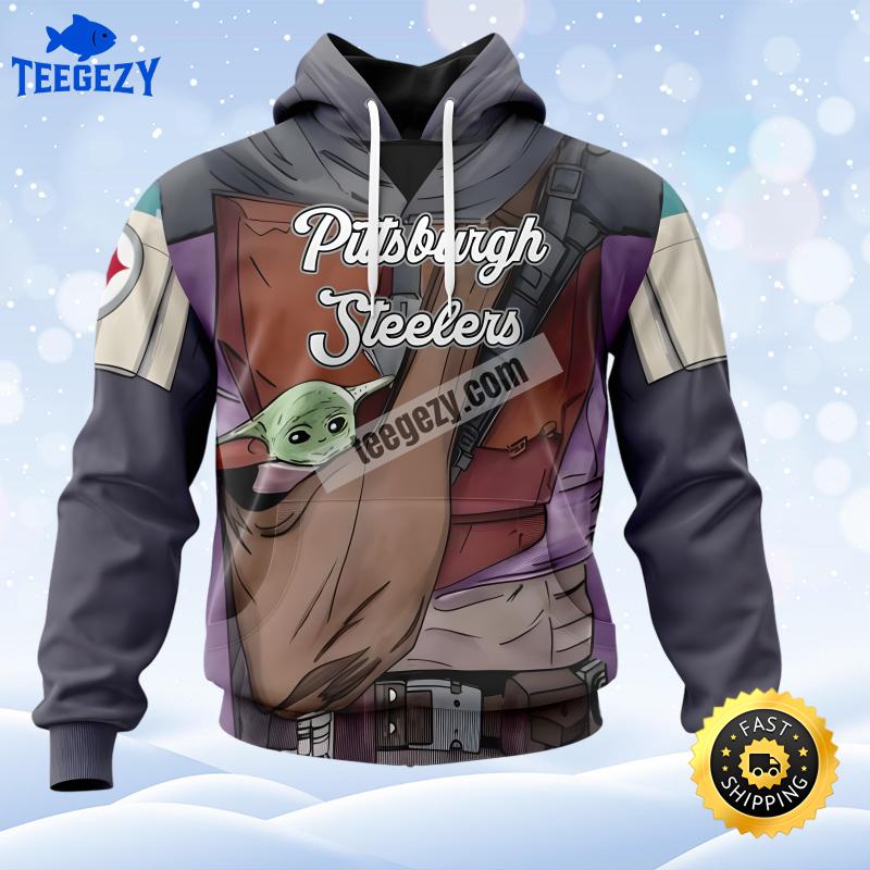 Pittsburgh Steelers Baby Yoda Grey Unisex 3D Hoodie Pittsburgh Steelers Baby Yoda Grey Unisex 3D Hoodie