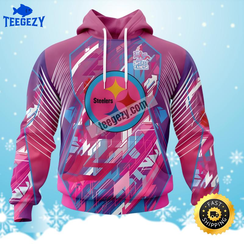 Pittsburgh Steelers Breast Cancer Blue Pink Fashion 3D Hoodie Pittsburgh Steelers Breast Cancer Blue Pink Fashion 3D Hoodie