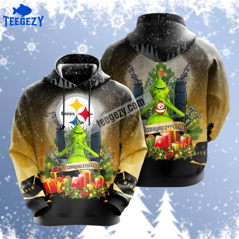 Pittsburgh Steelers Grinch Christmas Black Printed 3D Hoodie Pittsburgh Steelers Grinch Christmas Black Printed 3D Hoodie