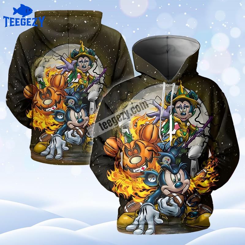 Pittsburgh Steelers Mickey Mouse Disney Yellow Grey Cool 3D Hoodie Pittsburgh Steelers Mickey Mouse Disney Yellow Grey Cool 3D Hoodie