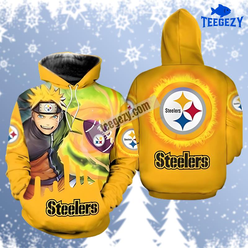 Pittsburgh Steelers Naruto Uzumaki Pullover 3D Hoodie Yellow