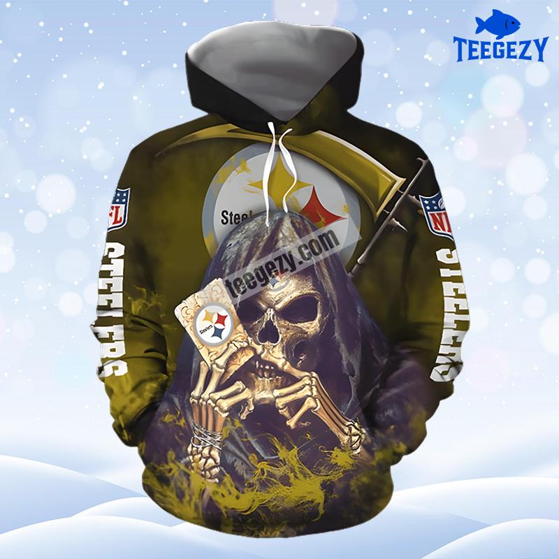 Pittsburgh Steelers Skull Yellow Black Unisex 3D Hoodie Pittsburgh Steelers Skull Yellow Black Unisex 3D Hoodie