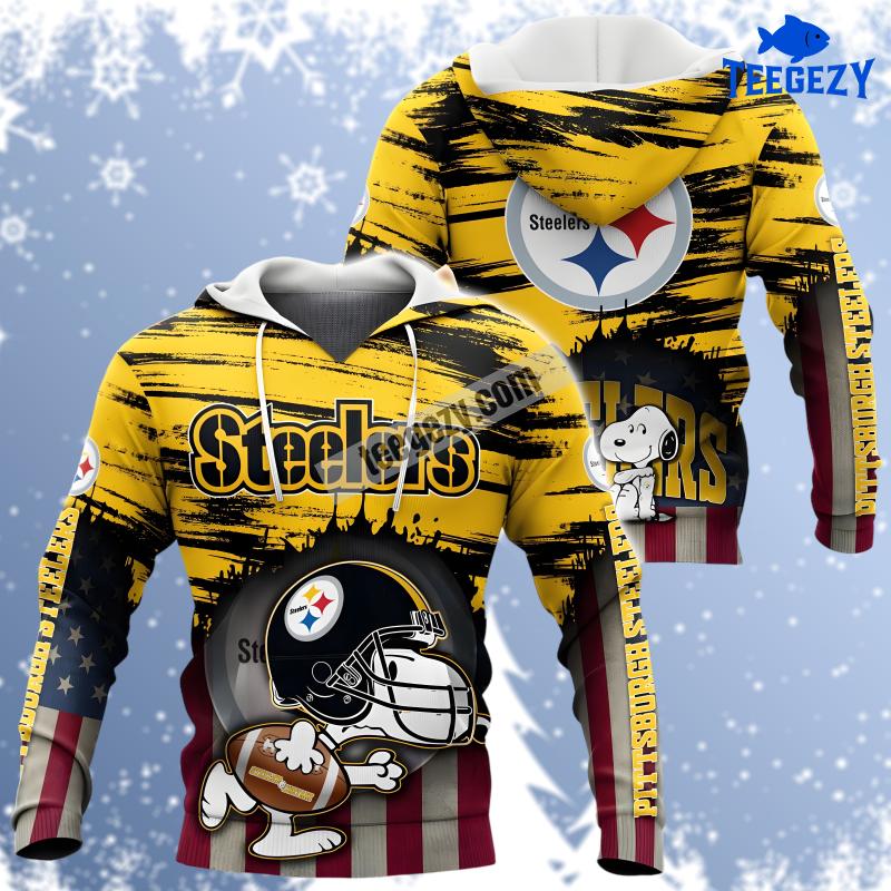 Pittsburgh Steelers Snoopy Christmas Yellow Black Pattern 3D Hoodie Pittsburgh Steelers Snoopy Christmas Yellow Black Pattern 3D Hoodie