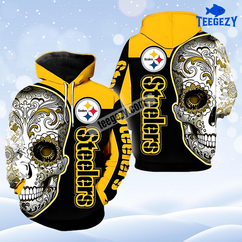Pittsburgh Steelers Tribal Skull Yellow Black Dad Mom 3D Hoodie Pittsburgh Steelers Tribal Skull Yellow Black Dad Mom 3D Hoodie