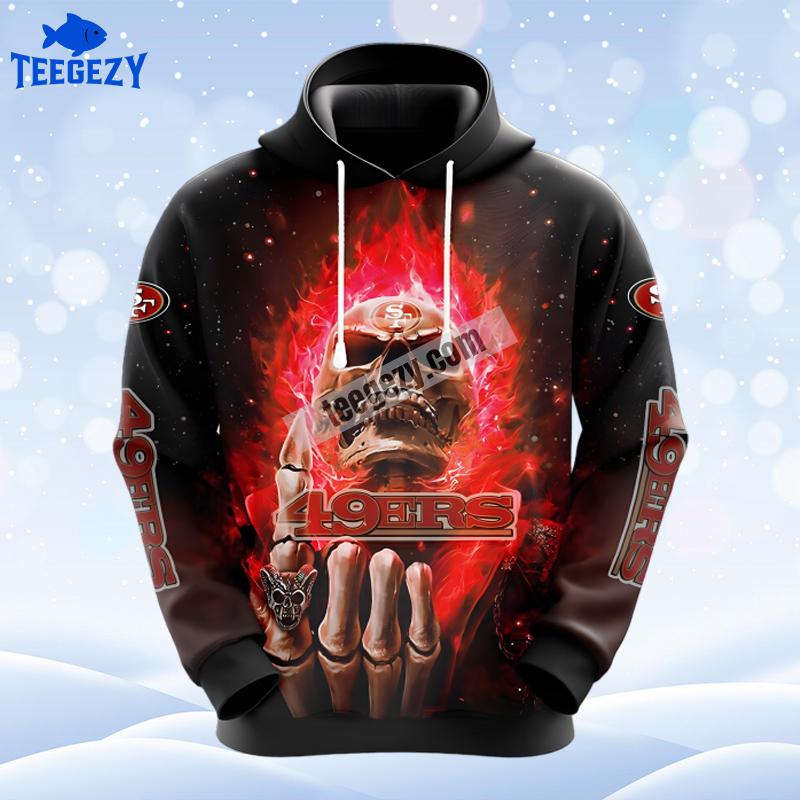 San Francisco 49Ers Hot Skull Novelty 3D Hoodie Black Red
