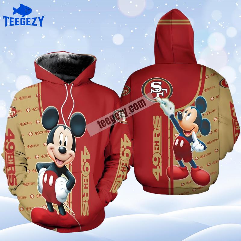 San Francisco 49Ers Mickey Mouse Yellow Red Realistic 3D Hoodie San Francisco 49Ers Mickey Mouse Yellow Red Realistic 3D Hoodie