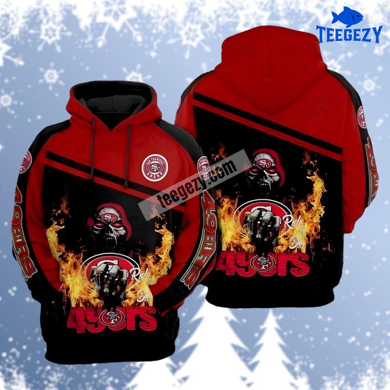 San Francisco 49Ers Skull Death Burn Black Red Design 3D Hoodie San Francisco 49Ers Skull Death Burn Black Red Design 3D Hoodie