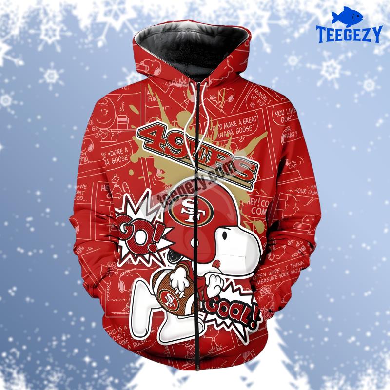 San Francisco 49Ers Snoopy Red White Graphic 3D Hoodie San Francisco 49Ers Snoopy Red White Graphic 3D Hoodie