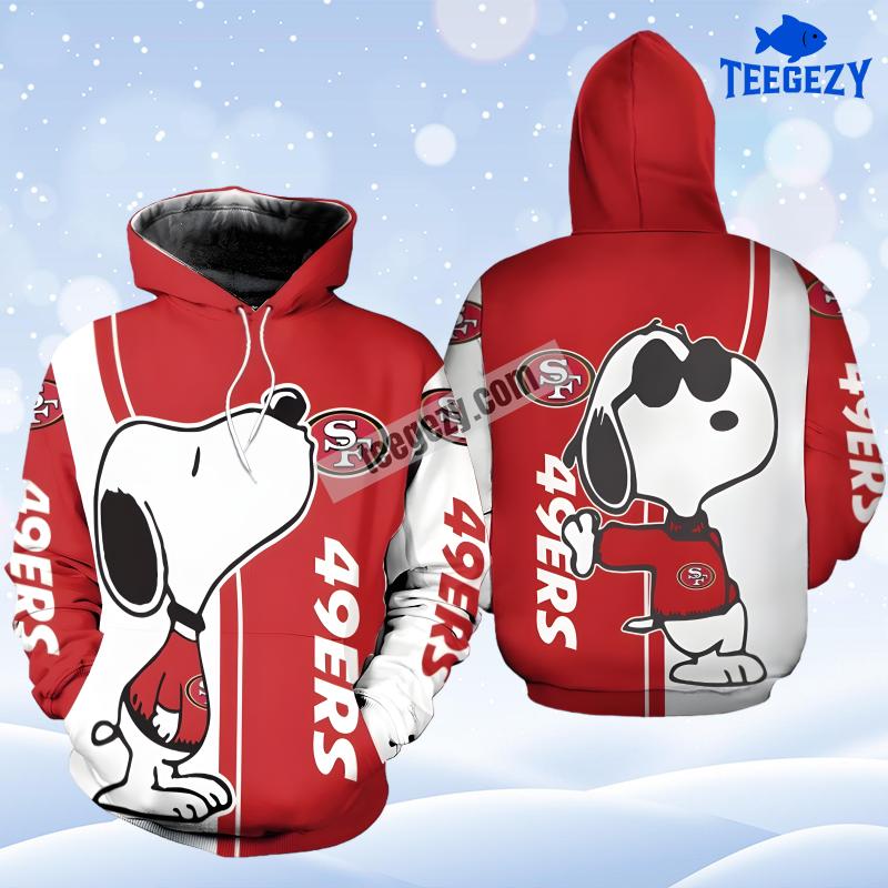 San Francisco 49Ers Snoopy 3D Hoodie White Red