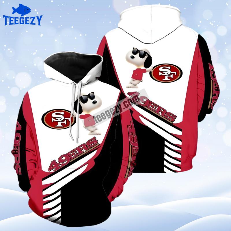 San Francisco 49Ers Snoopy White Red Printed 3D Hoodie San Francisco 49Ers Snoopy White Red Printed 3D Hoodie