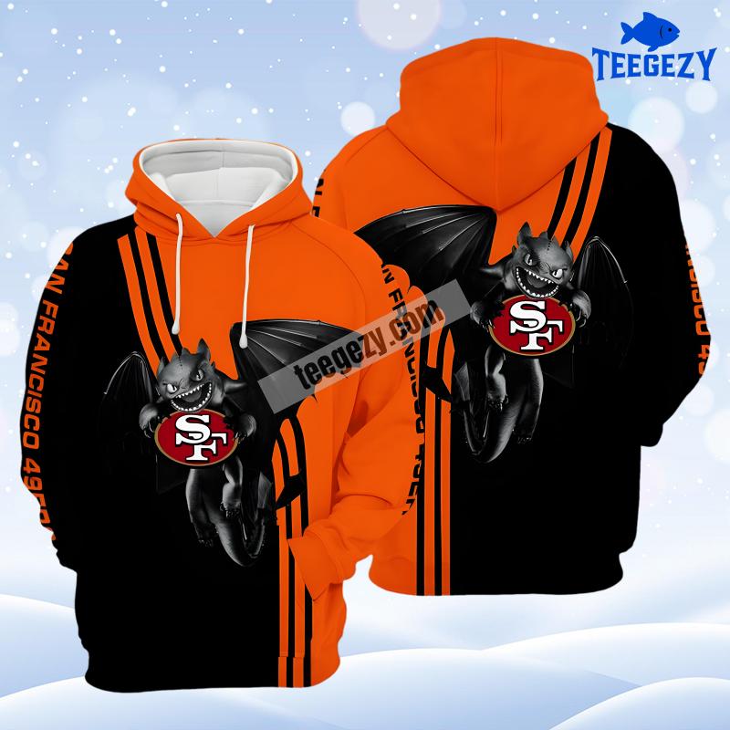 San Francisco 49Ers Toothless Black Orange Dad Mom 3D Hoodie San Francisco 49Ers Toothless Black Orange Dad Mom 3D Hoodie