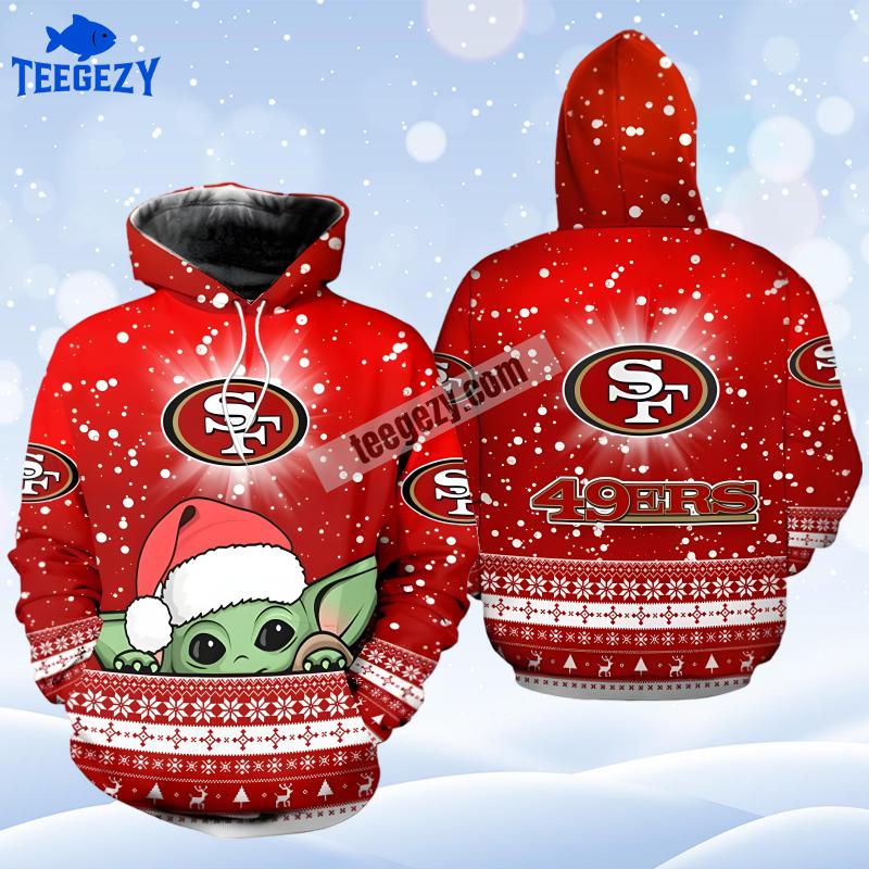 San Francisco 49Ers Yoda Christmas Red White Printed 3D Hoodie San Francisco 49Ers Yoda Christmas Red White Printed 3D Hoodie