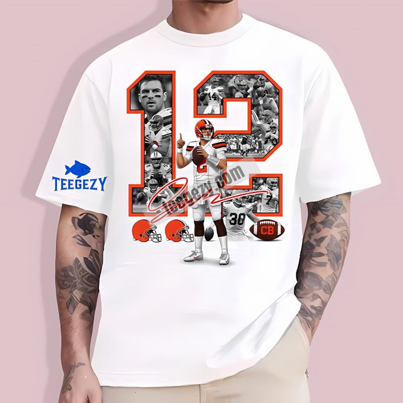 Shedeur Sanders Cleveland Browns Number 12 Collage Quarterback Shirt