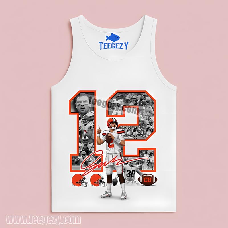 Shedeur Sanders Cleveland Browns Number 12 Collage Quarterback Tanktop Shedeur Sanders Cleveland Browns Number 12 Collage Quarterback Tanktop